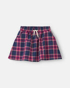Girls Plaid Cotton Skort - Navy Blue/Pink, image 1 of 6 slides