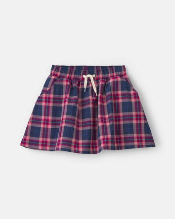 Filles - Jupe-short en coton &agrave; carreaux - Bleu marine/Rose, 