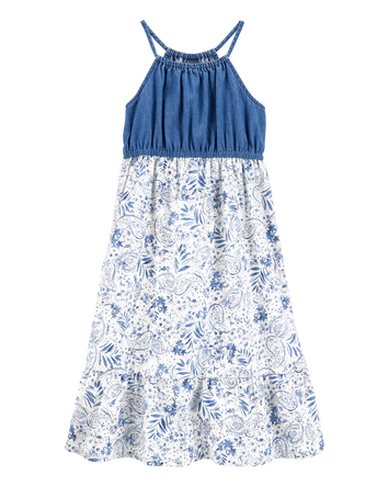 Kid Chambray Floral Print Dress, 