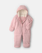 Baby Girl Solid Quilted Pramsuit- Pink
, image 2 of 3 slides