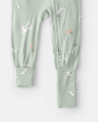 Toddler Bunny PurelySoft 1-Piece 2-Way Zip Pyjama - Green, image 2 of 6 slides