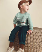Toddler Boy Dog Fleece Pullover Sweatshirt - Green, image 2 of 5 slides