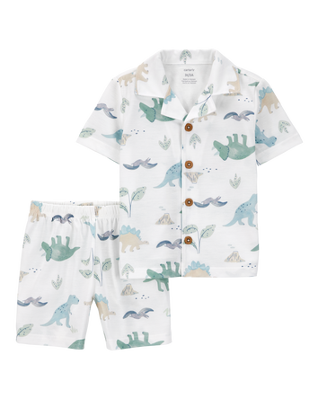 Toddler 2-Piece Dinosaur Coat-Style Loose Fit Pyjamas, 