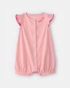 Baby Girl Little One' Rib Short-Sleeve Romper - Pink, image 1 of 4 slides