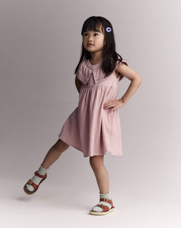 Toddler Girl Ruffle Collar Dress - Light Pink, 