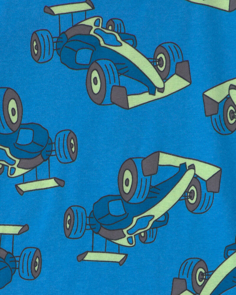 Boys Race Car 100% Cotton 4-Piece Pyjama Set - Blue/White, image 3 of 4 slides