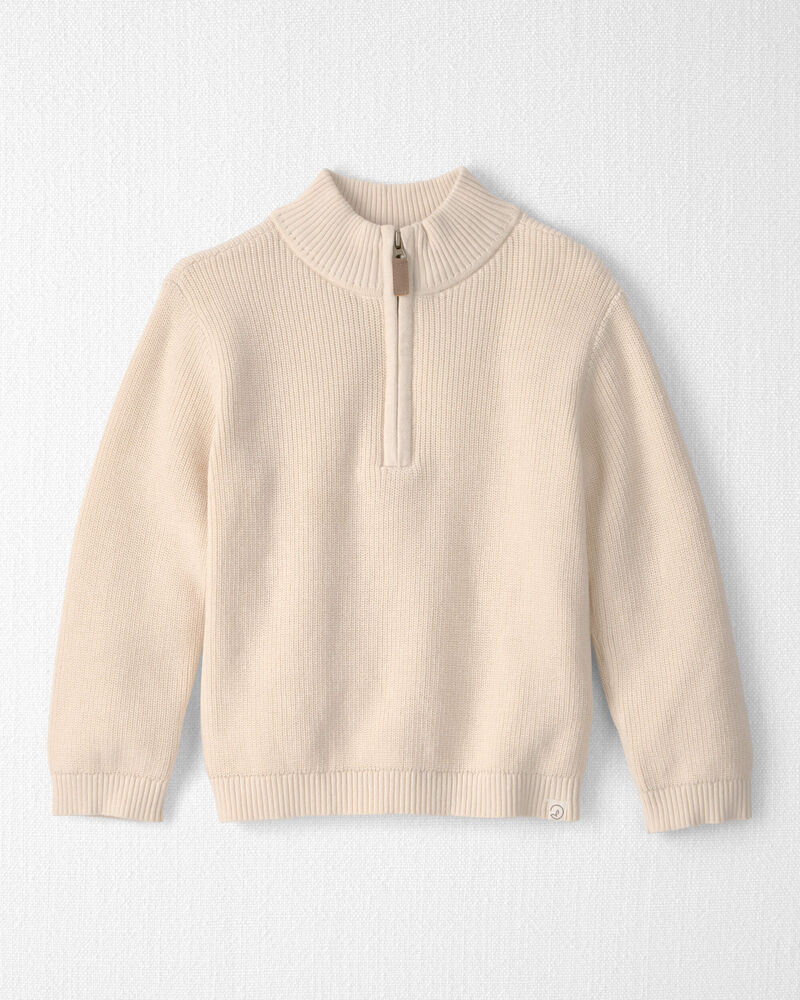 Toddler Boy Organic Cotton Zip-Up Jacket in Cream, image 1 of 4 slides