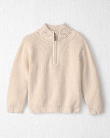 Toddler Boy Organic Cotton Zip-Up Jacket in Cream, 