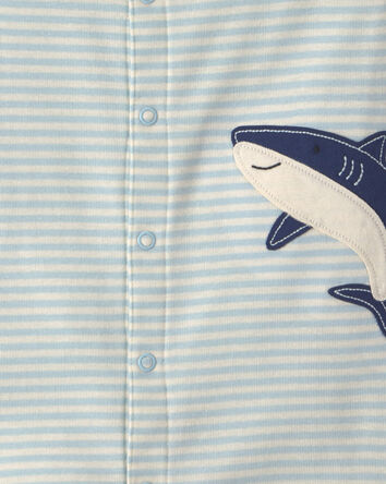 Baby Boy Striped Shark Romper - Blue, 