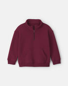 Toddler Boy Fleece Quarter-Zip Pullover Sweatshirt - Burgundy, image 1 of 3 slides