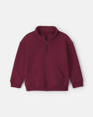 Toddler Boy Fleece Quarter-Zip Pullover Sweatshirt - Burgundy, 