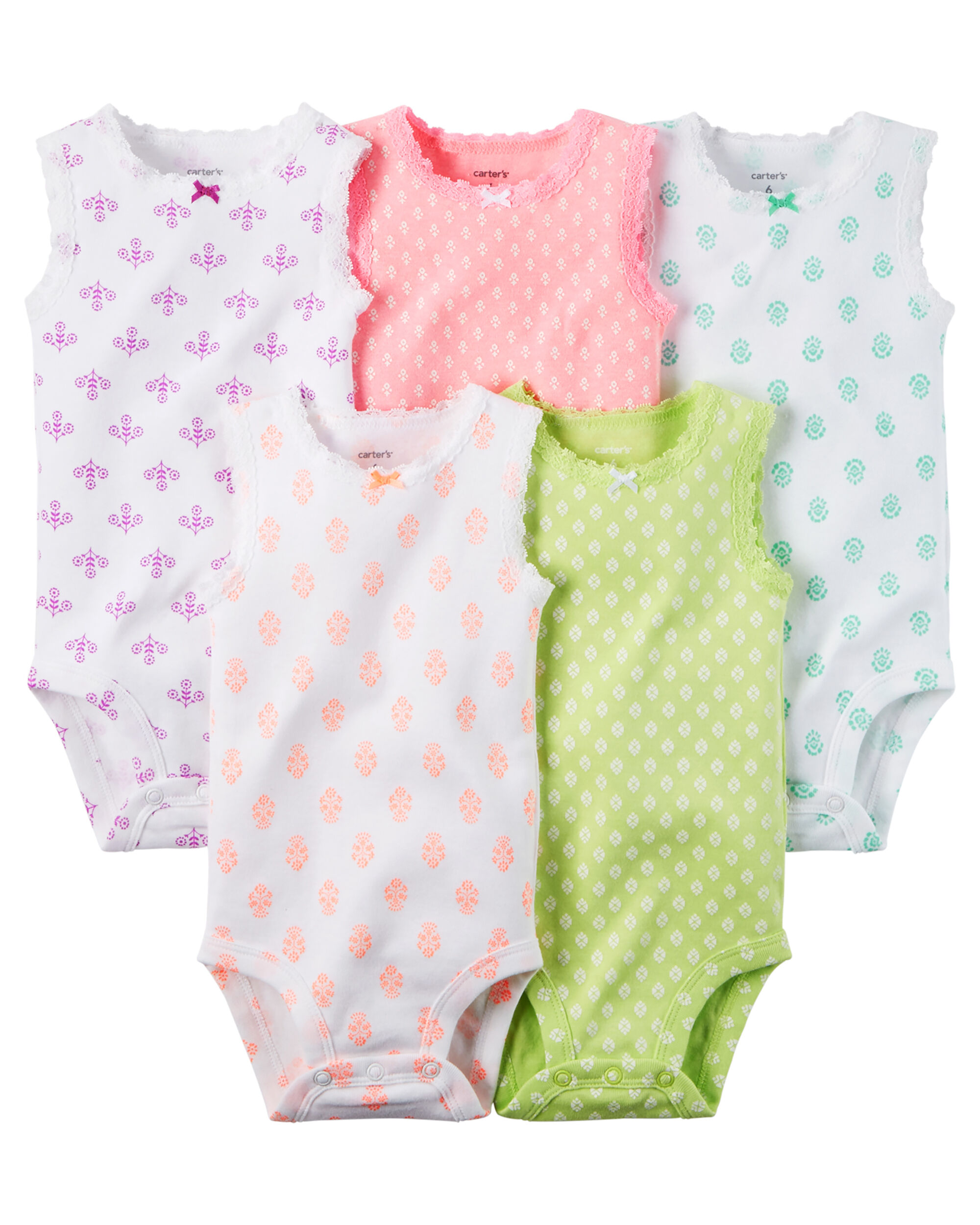 carters baby girl sleeveless bodysuits