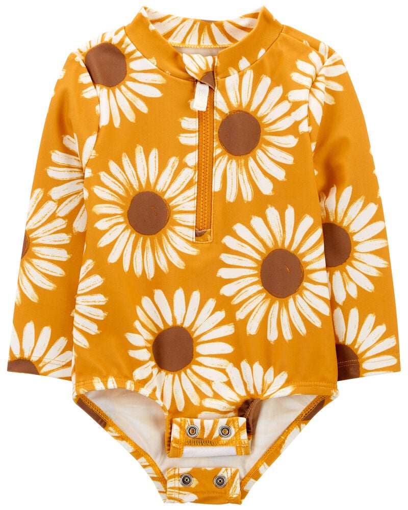 Baby Sunflower 1-Piece Half-Zip Rashguard, image 2 of 5 slides