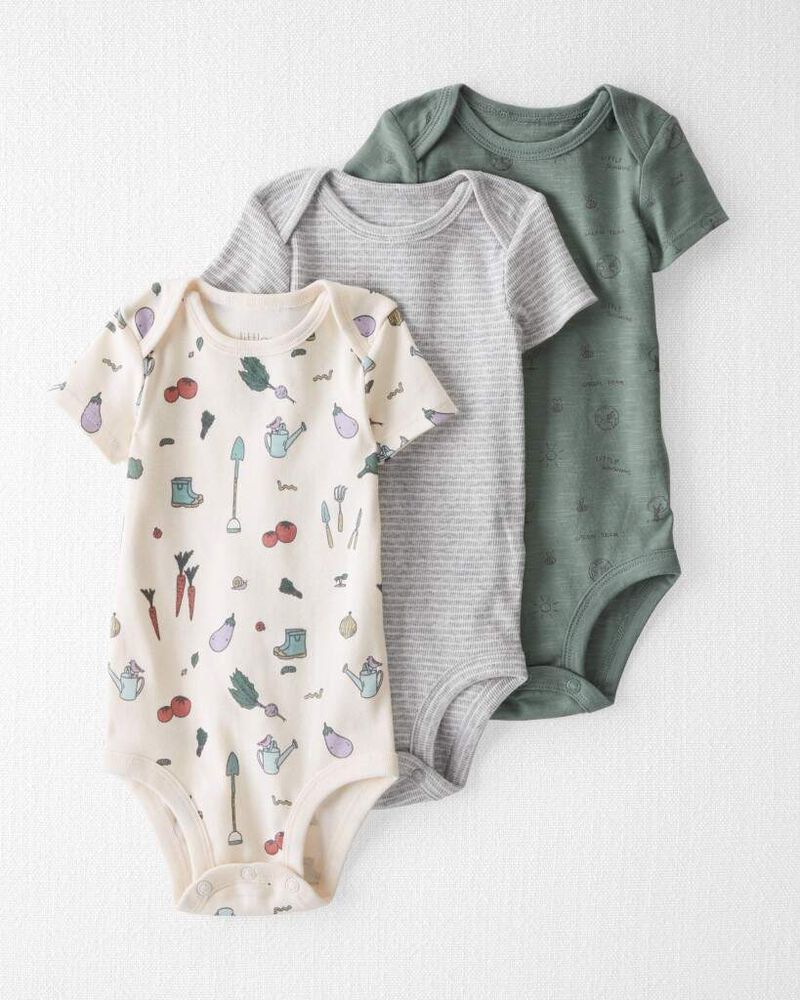 Baby 3-Pack Organic Cotton Rib Bodysuits, image 1 of 6 slides