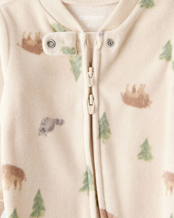 Baby Boy Buffalo Print Loose Fit Long-Sleeve Sleeper - Brown, 