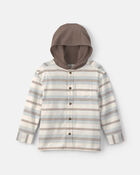 Boys Striped Long-Sleeve Hooded Button-Down Shirt, image 1 of 3 slides