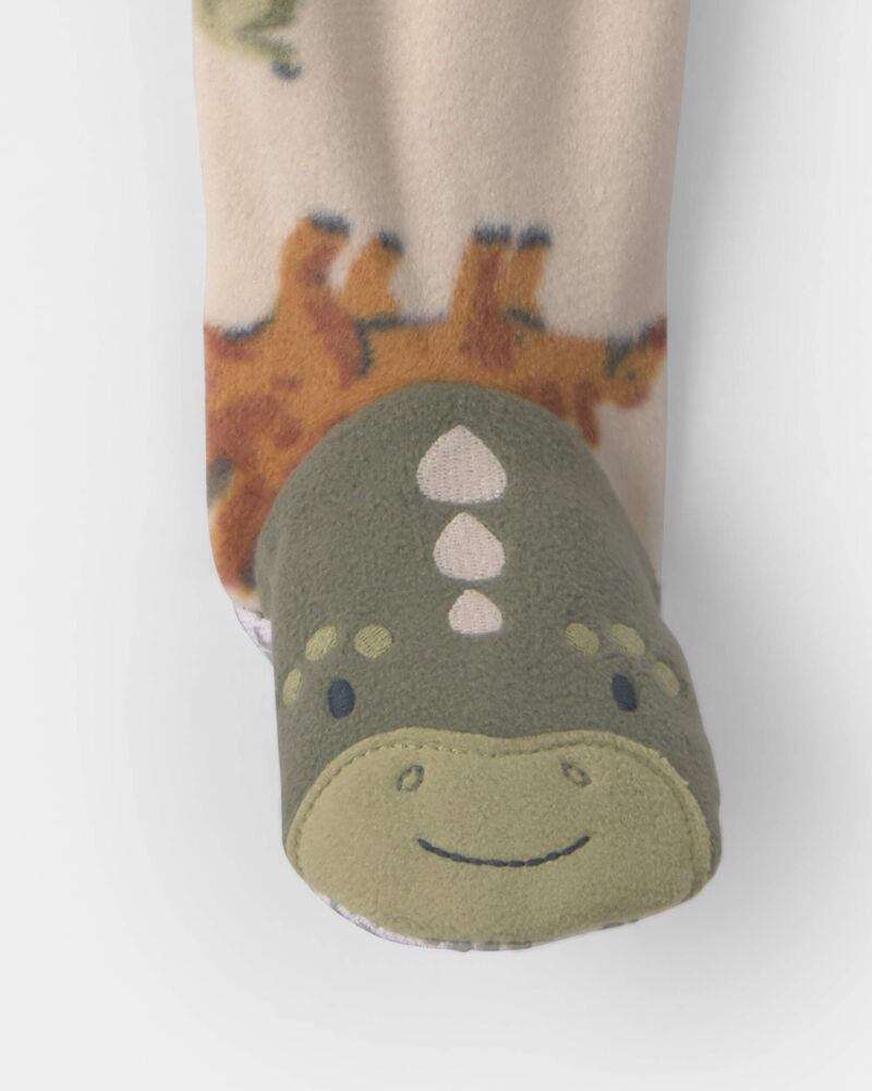 Toddler Boy 1-Piece Dino Fleece Loose Fit Footed Pyjama - Tan, image 3 of 5 slides