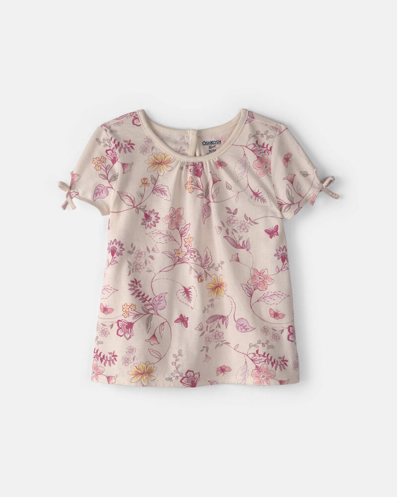 Tout-petit fille - Haut &agrave; manches nou&eacute;es et motif floral - Ivoire, image 1 sur 2 diapositives