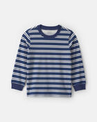 Toddler Boy Striped Long-Sleeve T-Shirt - Navy Blue/Cream, image 1 of 3 slides