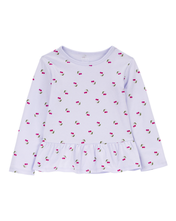 Toddler Cherry Print Peplum Top, 