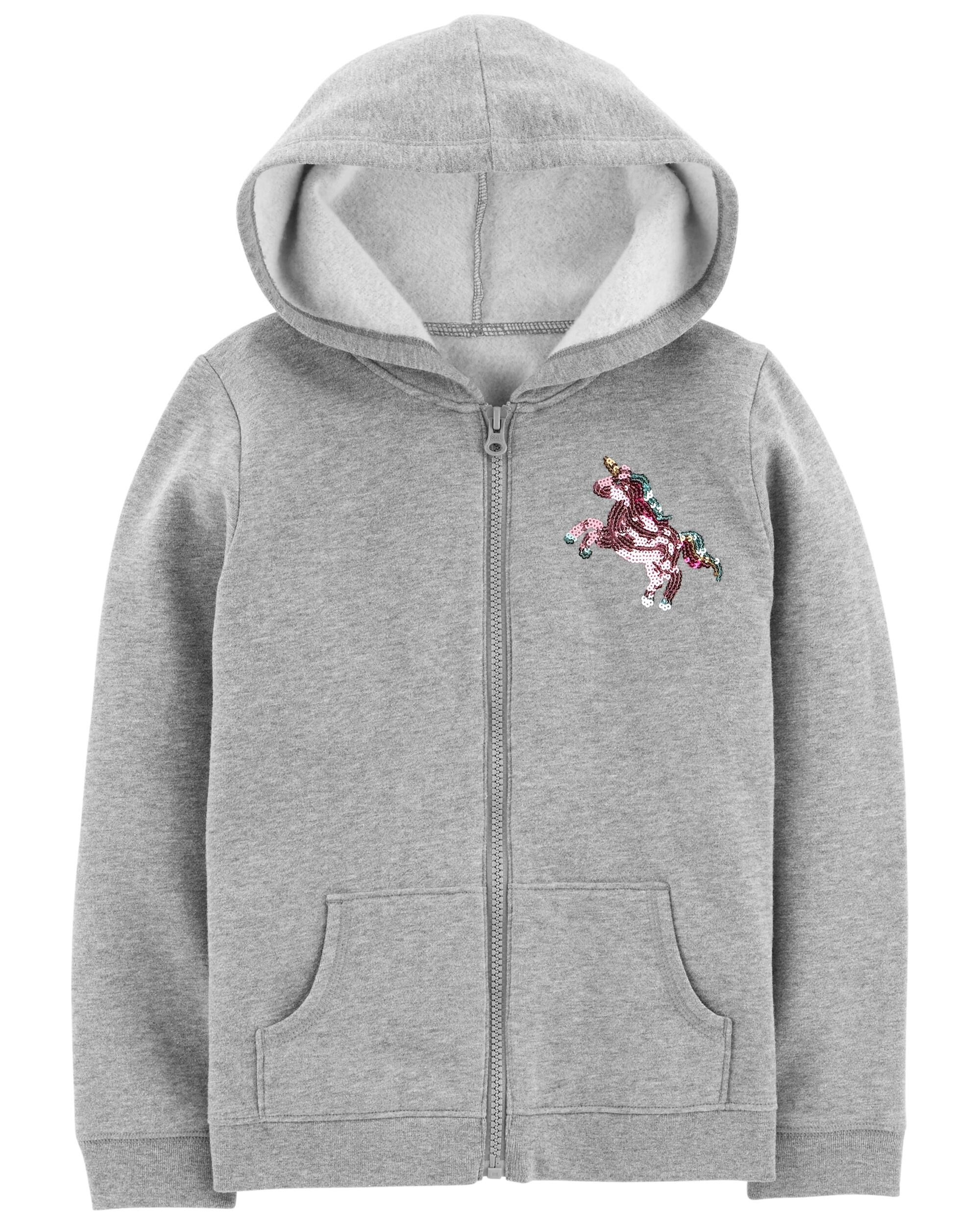Heather Zip Up Sequin Unicorn Hoodie Carter s Oshkosh Canada