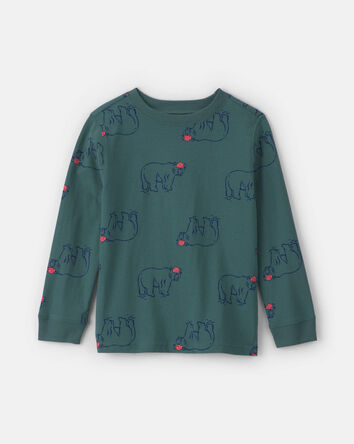 Gar&ccedil;ons - T-shirt manches longues &agrave; motif ourson - Vert, 