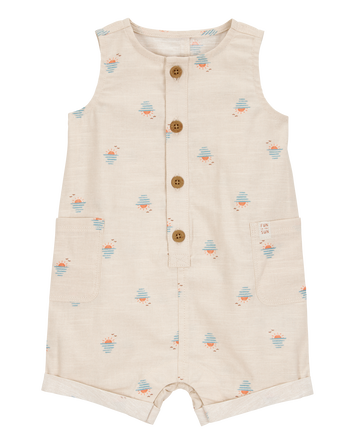 Baby Button-Front Sunset Print Sleeveless Romper, 