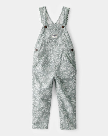 Toddler Floral Print Overalls - Green, 