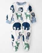 Baby Organic Cotton Sleeper Pyjamas in Wildlife Print, image 1 of 4 slides