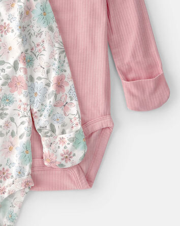 Baby Girl 2-Pack Butterfly Garden Multipack Bodysuits - Pink/Ivory, 