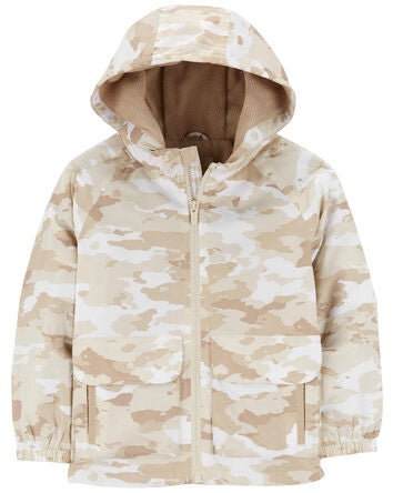 Kid Camo Print Fleece Lined Jacket, 