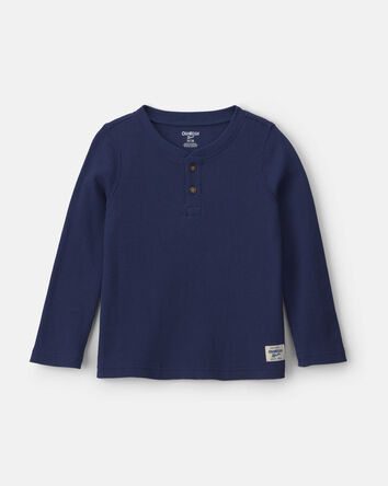 Toddler Boy Thermal Long-Sleeve Henley T-Shirt - Navy Blue, 