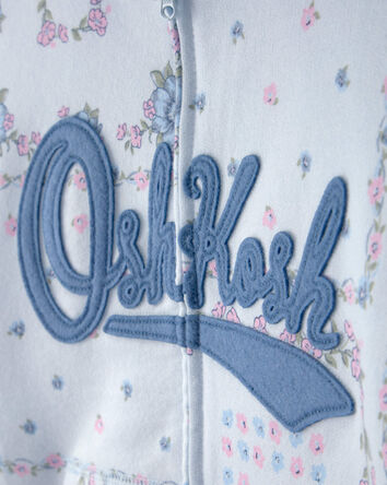 Filles - Blouson &agrave; capuchon, fermeture &agrave; glissi&egrave;re et logo OshKosh, motif floral - Bleu, 