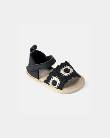 Baby Girl Crochet Sandals - Black, 