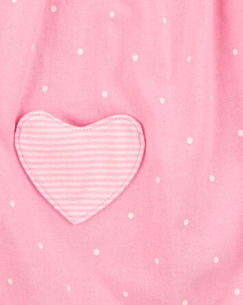Baby Heart Short-Sleeve Cotton Romper - Pink, 