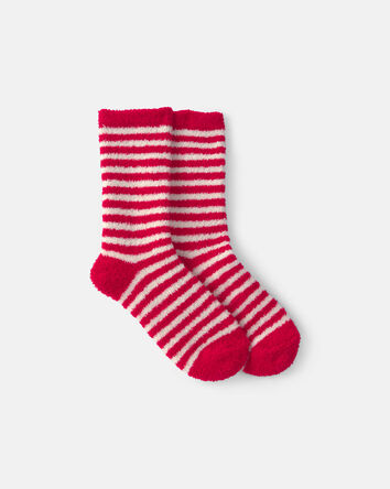 Jeune - Chaussettes douillettes &agrave; rayures de No&euml;l - Rouge/Blanc, 