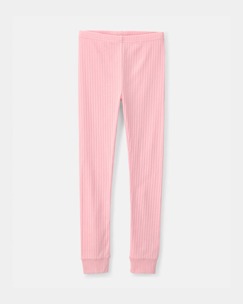 Girls Butterfly Rib Snug Fit 2-Piece Pyjama Set - Pink, image 3 of 5 slides