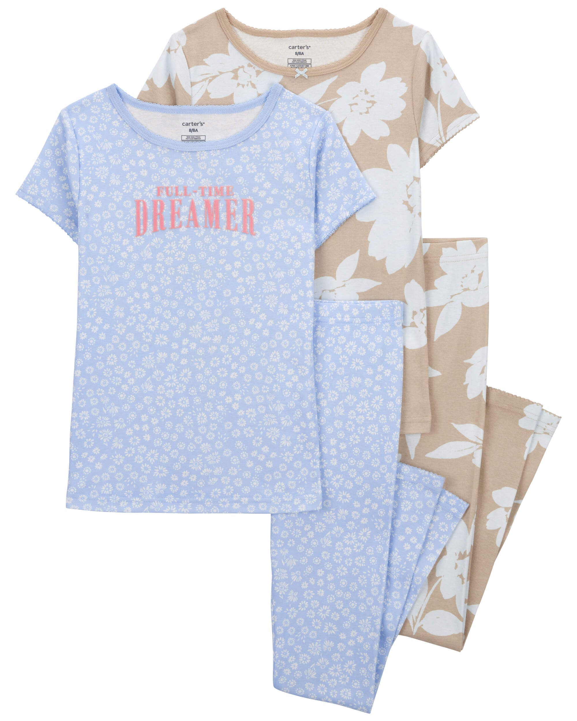 Kid 4 Piece Floral 100 Snug Fit Cotton Pyjamas