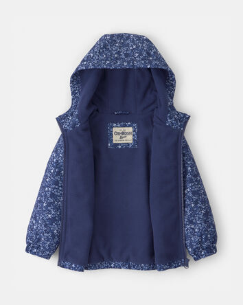 Toddler Girl Mid Weight Navy Floral Jacket- Navy, 