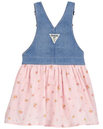 Baby Denim Floral-Print Jumper Dress , 
