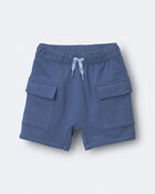 Toddler Boy French Terry Cargo Shorts - Slate Blue, image 2 of 6 slides