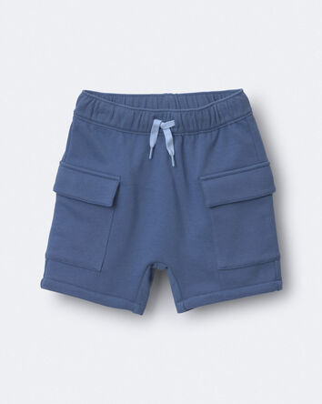 Toddler Boy French Terry Cargo Shorts - Slate Blue, 