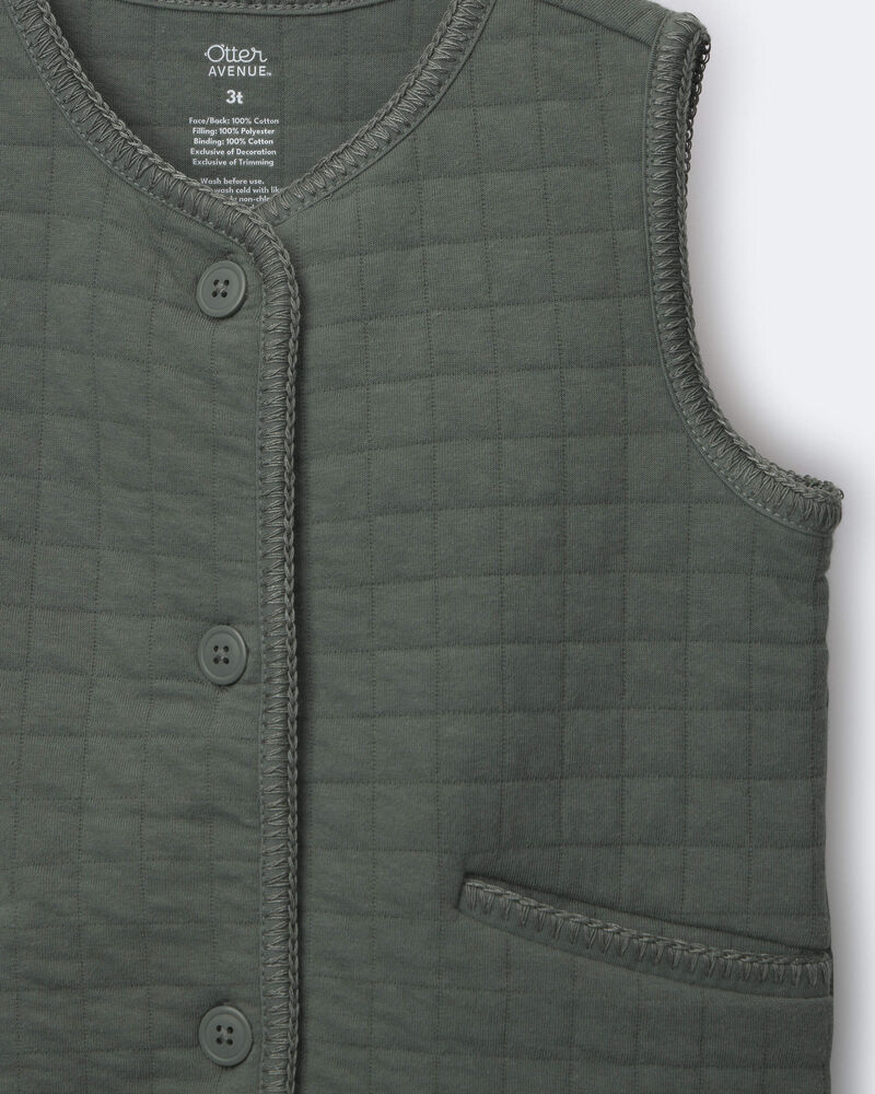 Toddler Girl Quilted Vest - Olive, image 2 of 2 slides