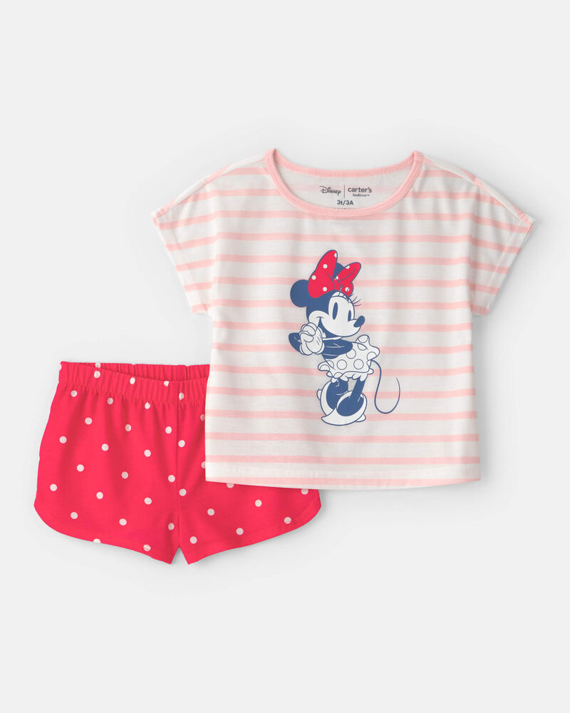 Toddler Girl 2-Piece Disney&copy; Minnie Mouse Short-Sleeve Pyjama Set - Red/White, image 1 of 6 slides