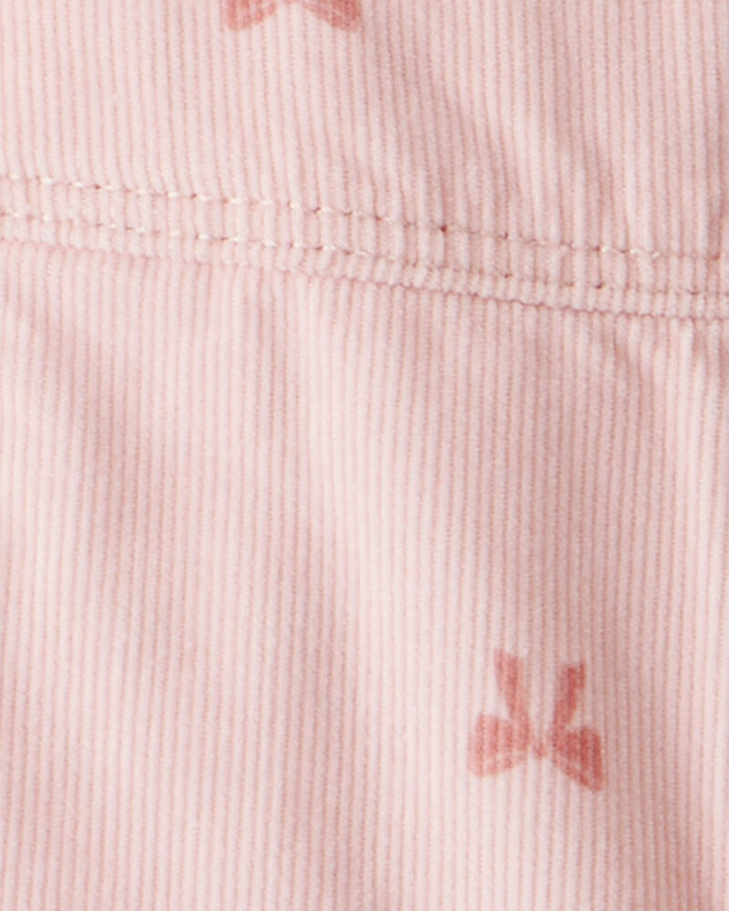 Baby Girl Bow Print Corduroy Overalls - Pink, image 3 of 4 slides