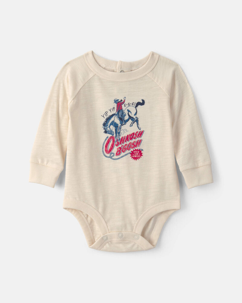 Baby Boy Cowboy Long-Sleeve Graphic Bodysuit - Cream, image 1 of 3 slides