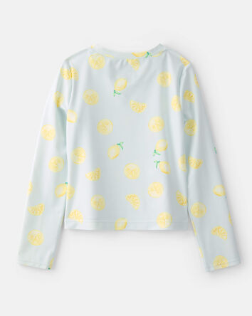 Filles - Ensemble 3 pi&egrave;ces maillot dermoprotecteur &agrave; manches, rayues et citrons - Bleu, 