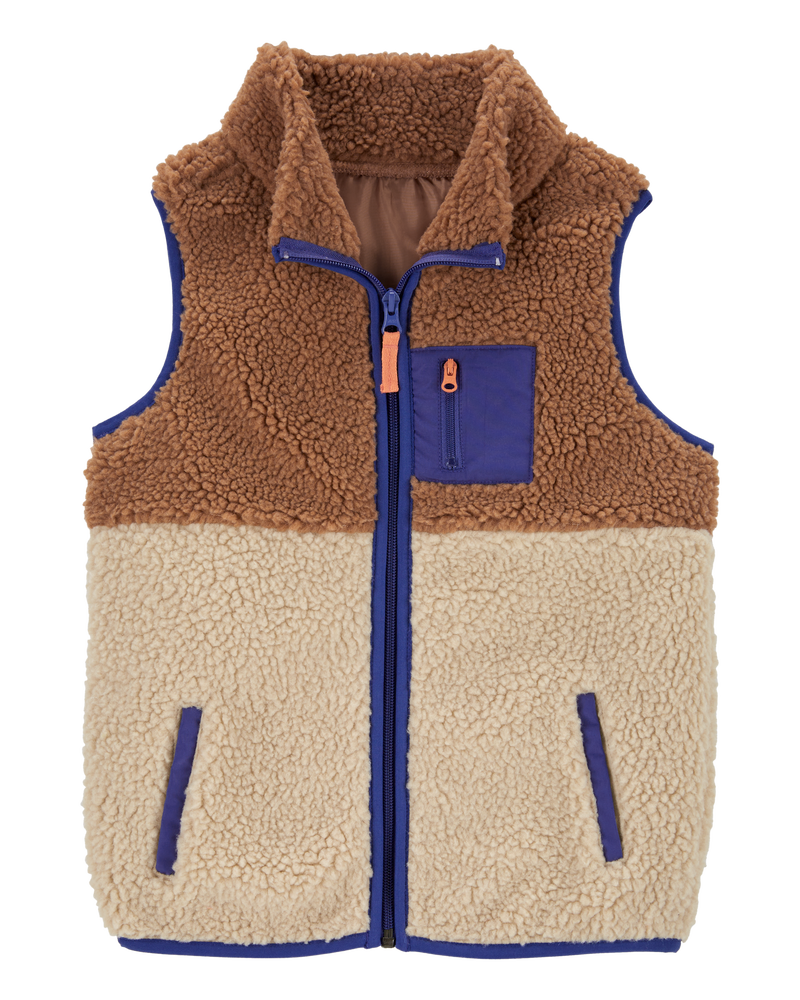 Brown Blue Kid Zip Up Sherpa Vest Carter s Oshkosh Canada