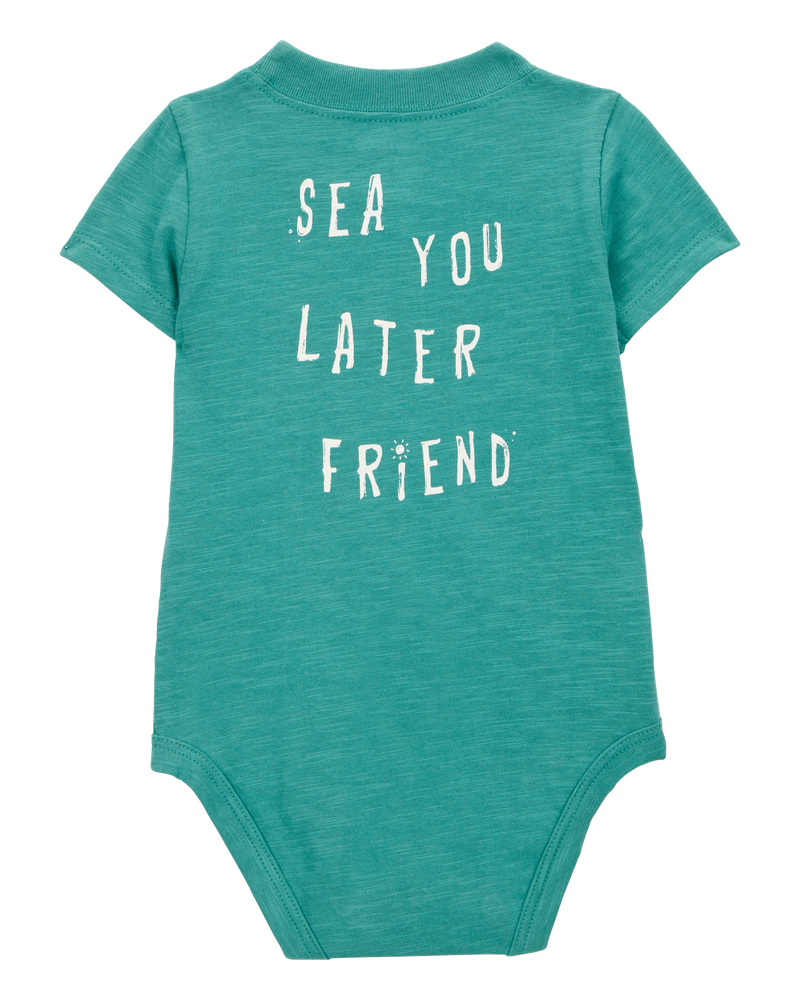 Baby 2-Piece "Sea You Later" Bodysuit & Pant Set - Green/Grey, image 2 of 7 slides