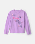 Filles - T-shirt manches longues &agrave; imprim&eacute; Stitch de Disney&copy; &ndash; Mauve, image 1 sur 2 diapositives